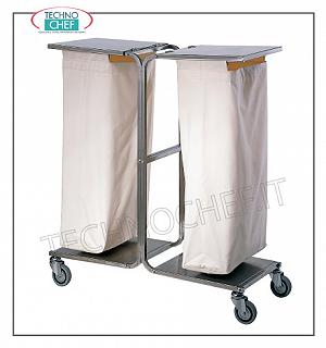 Laundry trolleys Floor service trolley with 2 laundry bags and lids