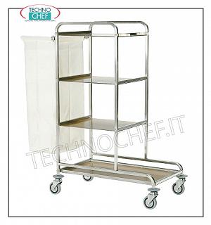 Laundry trolleys Floor service trolley, with 1 external laundry bag, 3 intermediate shelves and large base shelf