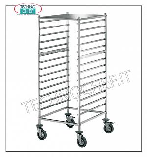 Trolleys for trays / Gastronorm basins Trolley with 14 Anti-overturning guides for Gastro-Norm 1/1 - 2/1 trays and upper support surface