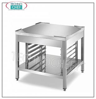 Stainless steel base support for convection ovens Base support in stainless steel for oven on legs, with lower shelf and guides for inserting 7 Gastro-Norm 2/1 trays h 60 mm., Dim. mm. 800x800x720 h.