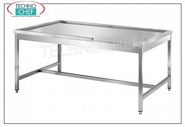 Sorting tables for hood dishwashers SORTING TABLE for DISHWASHER SERVICE, top with PERIMETER RECESS and RIGHT CONNECTION for PREWASHING TABLE - dimensions mm. 1600x1100x850h
