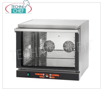 TECNODOM - Electric Convection Oven, 4 GN 1/1 Trays, Digital Controls, mod. NERONE EKO 4 GN 1/1 ELECTRIC CONVECTION OVEN, capacity 4 Gastro-Norm 1/1 TRAYS (excluded), DIGITAL CONTROLS, V.230/1, Kw.3.15, Weight 35 Kg, dim.mm.686x660x580h