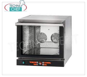 TECNODOM - Electric Convection Oven for 4 trays/grills measuring 43.5x35 cm, Digital Controls, mod. NERONE EKO 4 DIG, V. 220/1, Kw 3.15 ELECTRIC CONVECTION OVEN, capacity 4 TRAYS measuring 435x350 mm or 433x322 mm (not included), DIGITAL CONTROLS, V.230/1, Kw.3.15, Weight 33 Kg, dim.mm.589x660x580h