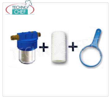 Technochef - WATER FILTER with WRAPPED WIRE CARTRIDGE, 3/4'' connections, Mod.NK124 Water filter with 50 micron wound wire cartridge, NK Series, 5'' bowl, 3/4'' connections, for automatic water softeners.