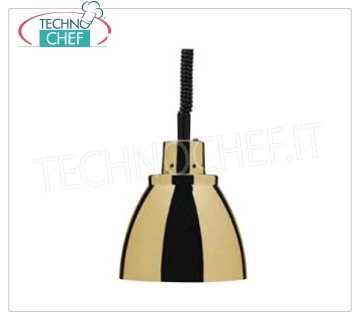 TECHNOCHEF - Infrared Heating Lamp in Brass, Mod.NT25 HEATING LAMP adjustable in height, BRASS lamp holder, diameter 225 mm, RED light, V.230/1, W.250, Weight 1,25 Kg.