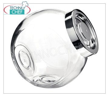 Jar of Glass Candies Canister Transparent candy with metal cap, Pandora line, ROCCO BORMIOLI
