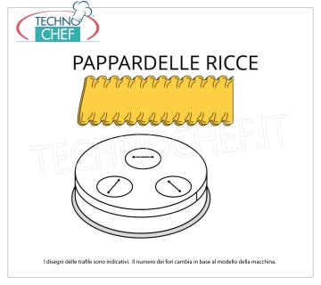 Technochef - PAPPARDELLE RICCE DIE in BRASS-BRONZE ALLOY Shape for curly pappardelle in brass-bronze alloy 16 mm, for mod. MPF1.5N
