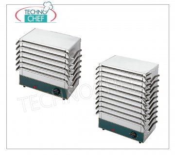 PLATE WARMERS in SPECIAL ALLOY, Heating base for 6 or 10 PLATES measuring 40x21.5 cm DISH WARMER PLATES in SPECIAL ALLOY, Heating Base with capacity n. 6 PLATES, with thermostat, pilot light, heat resistant handles, V.230/1, kw 0.65, dimensions mm 400x215x33.5h