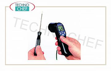 Pin thermometers Digital infrared thermometer with provision for exchangeable and interchangeable core probe, range from -60 ° to + 500 ° C, division 0.1 ° C, dimensions 4x7 cm