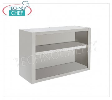 Open stainless steel wall unit with intermediate shelf Stainless steel open wall unit with adjustable intermediate shelf, dimensions mm.600x400x650h