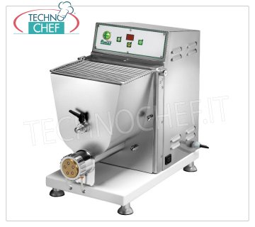 FIMAR - Professional EXTRUDED FRESH PASTA MACHINE, 3.5 Kg tank - mod.PF40E Fresh pasta machine with water-cooled extrusion mouth, tank capacity 3.5 Kg, hourly output 13 Kg / h, complete with CUTTER, V.400 / 3 + N, Kw.0.75, Weight 35 Kg, dim. mm.307x594x525h
