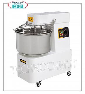 SPIRAL MIXER with 10 lt. Bowl for 8 kg of dough SPIRAL MIXER, with lt.10 fixed head and bowl, 8 kg mixing capacity, complete with kneader rod, timer and wheels, V.230 / 1, Kw.0.37, Weight Kg.42, dim.mm .260x500x500h