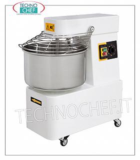 SPIRAL MIXER with tub of lt.32 for 25 Kg of dough SPIRAL MIXER, with head and fixed basin of lt.32, mixing capacity 25 Kg, complete with kneader rod, timer and wheels, V.230 / 1, Kw.1.1, Weight 86.6 Kg, dim. mm.424x735x805h