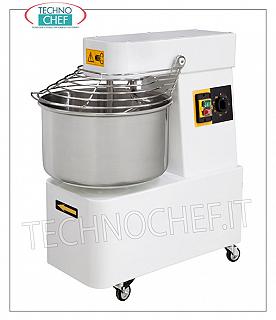 SPIRAL MIXER with lt.41 tank for 35 Kg of dough SPIRAL MIXER, with lt.41 head and fixed bowl, mixing capacity 35 Kg, complete with kneader rod, timer and wheels, V.230 / 1, Kw.1.1, Weight 95.95 kg, dim .mm.480x805x825h