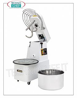 SPIRAL MIXER, with liftable head and removable tank lt.7 SPIRAL MIXER, with liftable head and 7-liter removable bowl, mixing capacity 5 Kg, complete with kneader rod, timer and wheels, V.230 / 1, Kw.0.37, Weight Kg.56, dim. mm.385x670x675h