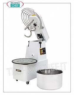 25 Kg SPIRAL MIXER, with liftable head and removable bowl, 25 Kg SPIRAL MIXER with liftable head and removable 32 lt bowl, complete with dough splitter rod, timer and wheels, V.400/3, Kw.1,1, Weight Kg.94,6, dim.mm.424x735x805h