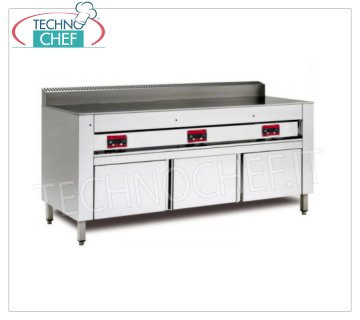 ELECTRIC food cooker with STEEL PLATE, version on CUPBOARD COMPARTMENT, Electric piadina cooker, version with cabinet support, with 600x600 steel plate for 4 piadinas, V 380/3+N, kw 4.00, dim. external mm 650x730x960h