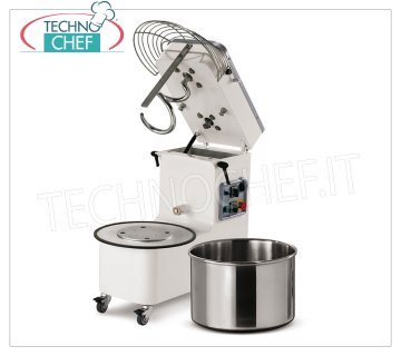 18 Kg SPIRAL MIXER, with LIFTABLE HEAD and REMOVABLE BOWL 18 Kg spiral mixer with liftable head and removable 20 liter bowl, V 230/1, kW 0,90, Weight 85 Kg, dim. mm 697x390x702h