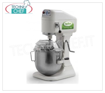FAMA - 7,6 lt. Planetary Professional Dough Mixer - BAKER PK Line, Mod. PK8 Professional Planetary Dough Mixer with l.7.7 stainless steel tank, BAKER PK Line, complete with hook, spatula and whisk, 3 speeds, V.230 / 1, Kw.0.18, Weight 27 Kg, dim.mm.280x470x580h
