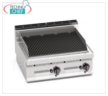 TECHNOCHEF - GAS LAVA STONE GRILL, DOUBLE TOP module, Mod.PLG80B/G GAS LAVA STONE GRILL, BERTOS, MACROS 700 Line, COMFORT POWER Series, DOUBLE TOP module with COOKING ZONE mm 700x515, thermal power Kw.13,8, Weight 68 Kg, dim.mm.800x700x290h
