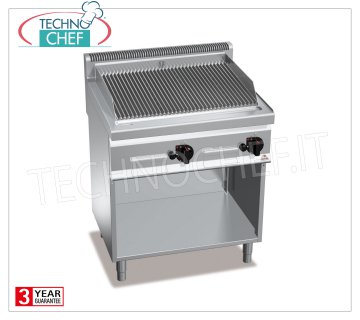 TECHNOCHEF - GAS PIETRALAVIC GRID, DOUBLE module on DAY COMPARTMENT, Mod. PLG80M / G GAS LAVA STONE GRILL, BERTOS, MACROS 700 Line, COMFORT POWER Series, DOUBLE module on DAY COMPARTMENT with 700x515 mm COOKING AREA, heat output Kw.13.8, Weight 83 Kg, dim.mm.800x700x900h