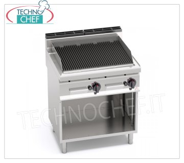 TECHNOCHEF - GAS LAVA STONE GRILL, DOUBLE module on OPEN COMPARTMENT, Mod.PLG80M/G GAS LAVA STONE GRILL, BERTOS, MACROS 700 Line, COMFORT POWER Series, DOUBLE module on OPEN COMPARTMENT with COOKING ZONE mm 700x515, thermal power Kw.13,8, Weight 83 Kg, dim.mm.800x700x900h