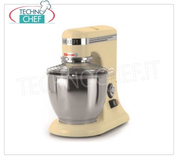 FAMA - 5 lt. Planetary Professional Dough Mixer, BAKER PM Line, Mod. PM5 Professional Planetary Dough Mixer with 5 liter stainless steel bowl, BAKER PM Line, complete with hook, stainless steel spatula and whisk, electronic speed variator, V.230 / 1, Kw.0.3, Weight 13 Kg, dim.mm.230x350x400h