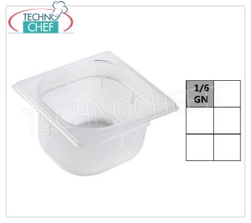 GN 1/6 Gastro-norm polypropylene bowl Gastronorm tray 1/6, in polypropylene, dim.mm.176 x 162 x 65 h