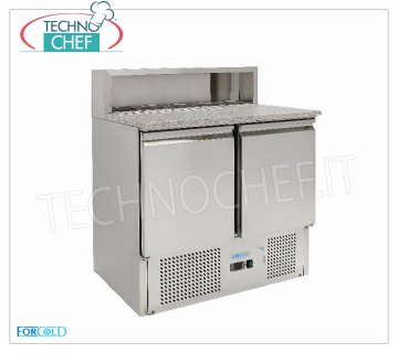 Refrigerated Saladette 2 Doors, Granite top with compartment 5 GN 1/6 pans, mod. G-PS900-FC Refrigerated saladette for salads with 2 DOORS, capacity 5 GN 1/6 pans, Temp. + 2 ° / + 8 ° C, ECOLOGICAL Gas R600a, V.230 / 1, Kw.0,235, Weight 98 Kg, dim.mm 900x700x1075h