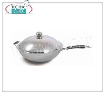 TECHNOCHEF - Pan for WOK AISI 304, Mod.PW36 WOK pan in AISI 304 stainless steel, diameter 360 mm.