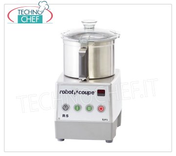 Table CUTTER R5-2V, tank capacity lt.5,9, ROBOT COUPE brand, professional Table CUTTER R5-2V, ROBOT COUPE brand, with removable STAINLESS STEEL BOWL of 5.9 liters, Speed 1,500 / 3,000 rpm, V. 400/3, Kw 0,75, Weight 22 Kg, dimensions 280x350x490h mm