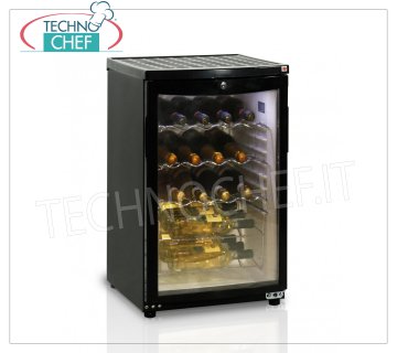 COOL HEAD - Technochef, Refrigerated Wine Cellar 1 Glass Door, lt.85, temp. + 4 ° / + 10 ° C, Mod.RCS85 Refrigerated wine cellar 1 glass door, capacity lt.85, temperature + 4 ° / + 10 C °, V.230 / 1, Kw.0.065, Weight 35 Kg, dim.mm.505x590x785h