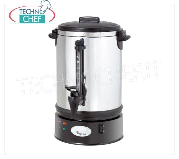 Technochef - AMERICAN COFFEE MACHINE lt.6, Mod.REG-4 American coffee machine in stainless steel, capacity lt.6.8, max volume: 48 cups, V.230 / 1, Kw.0.11, Weight 4 Kg, diameter mm.220x420h.