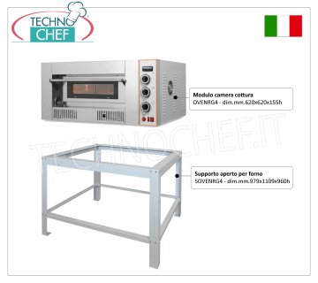 Gas pizza oven for 4 pizzas measuring 300x300 mm, 620x620 mm chamber, MECHANICAL controls,