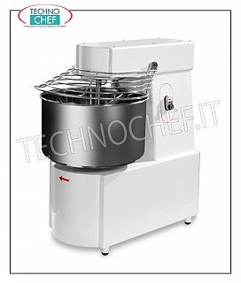 25 Kg SPIRAL MIXER with 32 lt bowl 25 Kg SPIRAL MIXER with 32-litre FIXED BOWL, SINGLE-PHASE, V 230/1, kW 1.1, weight 95 kg, dimensions 440x680x780h mm