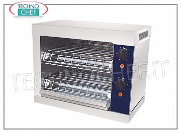 Toasters and toasters TOASTER with STAINLESS STEEL structure, QUARTZ resistance, time adjustment switch, internal chamber dimensions mm 320x220x160h, V.230 / 1, kw 2,0, external dimensions mm 440x240x250h