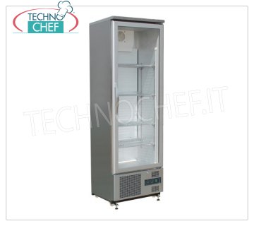 Technochef - REFRIGERATOR for DRINKS, 1 Door, Static, Temp.+2°/+8°C, lt.307, Class B, Mod.G-SC300GSS Professional refrigerator for beverages, stainless steel structure, 1 glass door, Static, temperature +2°/+8°C, capacity 307 litres, Class B, LED lighting, complete with 4 grids, V.230/1 , Kw.0,17, Weight 85 Kg, dim.mm.600x520x1880h