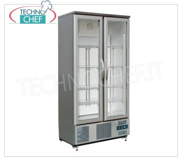 Forcar - Refrigerated Showcase for DRINKS, 2 Doors, lt.490, Static, Temp.+2°/+8°C, Class C, mod.G-SC500GSS Professional Refrigerated Cabinet for Beverages, 2 glass doors, lt.490, Temp.+2°/+8°C, Static, Gas R600a, Class C, led lighting, V.230/1, Kw.0,25 , Weight 125 Kg, dim.mm.920x520x1880h