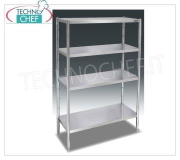 TECHNOCHEF - Stainless steel shelving, module with 4 shelves, 40 cm deep, 180 cm high. Stainless steel shelving with 4 shelves, bolt assembly, module mm 1000x400x1800h, weight 24 Kg.