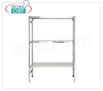 TECHNOCHEF - Stainless steel shelf, module with 3 smooth shelves, DEEP 50 cm, HEIGHT 150 cm. Polished 304 stainless steel shelving with 3 smooth shelves, 3x135 Kg global capacity, hook mounting, 60x50x150h cm module