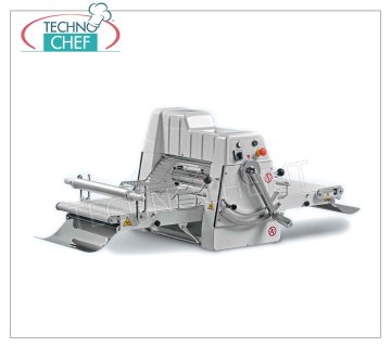 DOUGH SHEETER for Pastry, with 71x50 cm RIBBONS equipped with Dough Collector, mod. SF-B500-71 Professional sheeter for counter pastry with 710x500 mm BELTS-CARPETS equipped with FLOUR UNDER-TOP and DOUGH COLLECTOR, LAMINATION rollers mm. 500 with opening from: 0 to 35 mm, Weight Kg 117, kw 0,75, dim. open mm. 1800x880x650h
