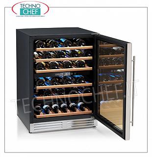 Refrigerated Cellar 1 glass door, capacity 51 bottles, double temperature REFRIGERATED CELLAR with 1 glass door, capacity 51 bottles, automatic defrost, DOUBLE TEMPERATURE: + 5 ° + 12 ° C / + 12 ° + 22 ° C, led lighting, V.230 / 1, Kw.0.12, dim .mm.595x575x850h