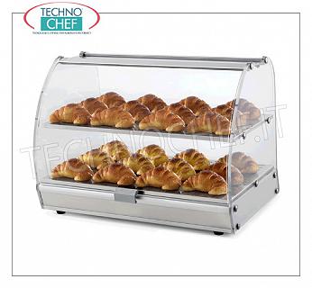 Counter display stands DISPLAY SHOWCASE NEUTRA with 2 FLOORS (1 GN top mm.530x356), ALUMINUM STRUCTURE and transparent PLEXIGLASS on 4 sides, drop doors on the 2 sides, Weight Kg.13, dim.mm.550x405x425h