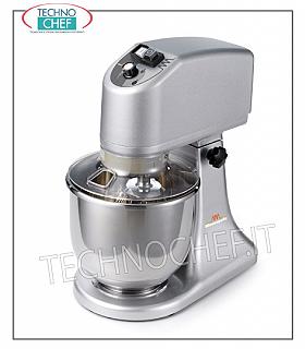 Technochef - 7 lt professional planetary mixer, liftable head, 7 liter planetary mixer, professional, with liftable head, complete with: whisk, hook and spatula, V 230/1, kw 0.28, dim. mm 240x410x437h