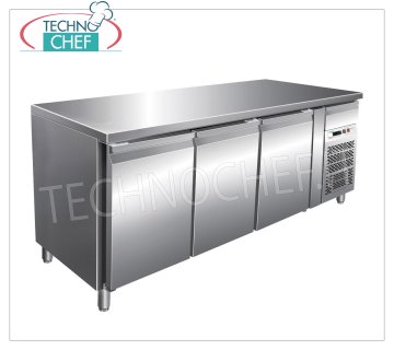 Forcar - 3-door refrigerator table, temp.-2°/+8°C, lt.339, ventilated, class B, mod.G-SNACK3100TN Refrigerated Counter Table 3 DOORS and neutral drawer, Professional, SNACK Line, temp.-2°/+8°C, capacity 339 litres, ventilated refrigeration, ECOLOGICAL in Class B, Gas R290, V.230/1, Kw.0, 26, weight 125 kg, dim.mm.1795x600x860h