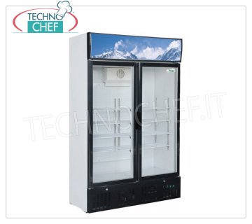 Forcar- Refrigerated Showcase for Drinks, 2 doors, lt.620, Static, Temp.+2°/+8°C, Class C, mod.G-SNACK638L2TNG Refrigerated Cabinet for Beverages, Professional, 2 glass doors, lt.620, Temp.+2°/+8°C, Static, Gas R600a, Class C, V.230/1, Kw.0,25, Weight 130 Kg, dim.mm.1198x530x1880h