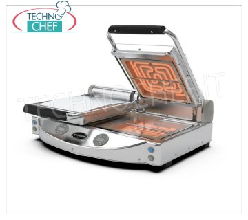 SPIDOCOOK - Electric Hob, Double Transparent Smooth Ceramic Glass Plate, Mod.SP020ET CERAMIC HOB in tabletop, SPIDOGLASS Line, with transparent smooth lower surface and 2 upper self-balanced transparent shelves, DIGITAL CONTROLS, temperature from 0 ° to 350 ° C, V.230 / 1, Kw 3.00, Weight 17 Kg, dim.mm.619x458x176h