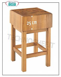 Butcher's Blocks in Acacia wood, 25 cm thick with Pedestal Meat block in Acacia wood 25 cm thick, on pedestal, dimensions 350x350x900h mm