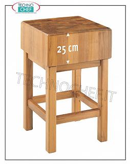 Butcher blocks in Acacia wood, 25 cm thick with pedestal Meat block in Acacia wood, thickness 25 cm, on pedestal, dimensions 350x350x900h mm