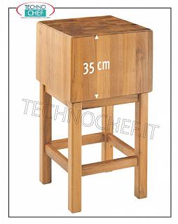 Butcher's blocks in Acacia wood 35 cm thick with pedestal Wooden butcher's meat block with pedestal